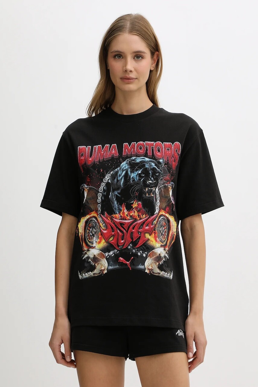 Bavlnené tričko Puma x A$AP ROCKY dámske, čierna farba, 636188