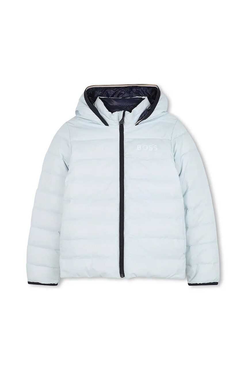 Detská páperová obojstranná bunda BOSS modrá farba, J52398