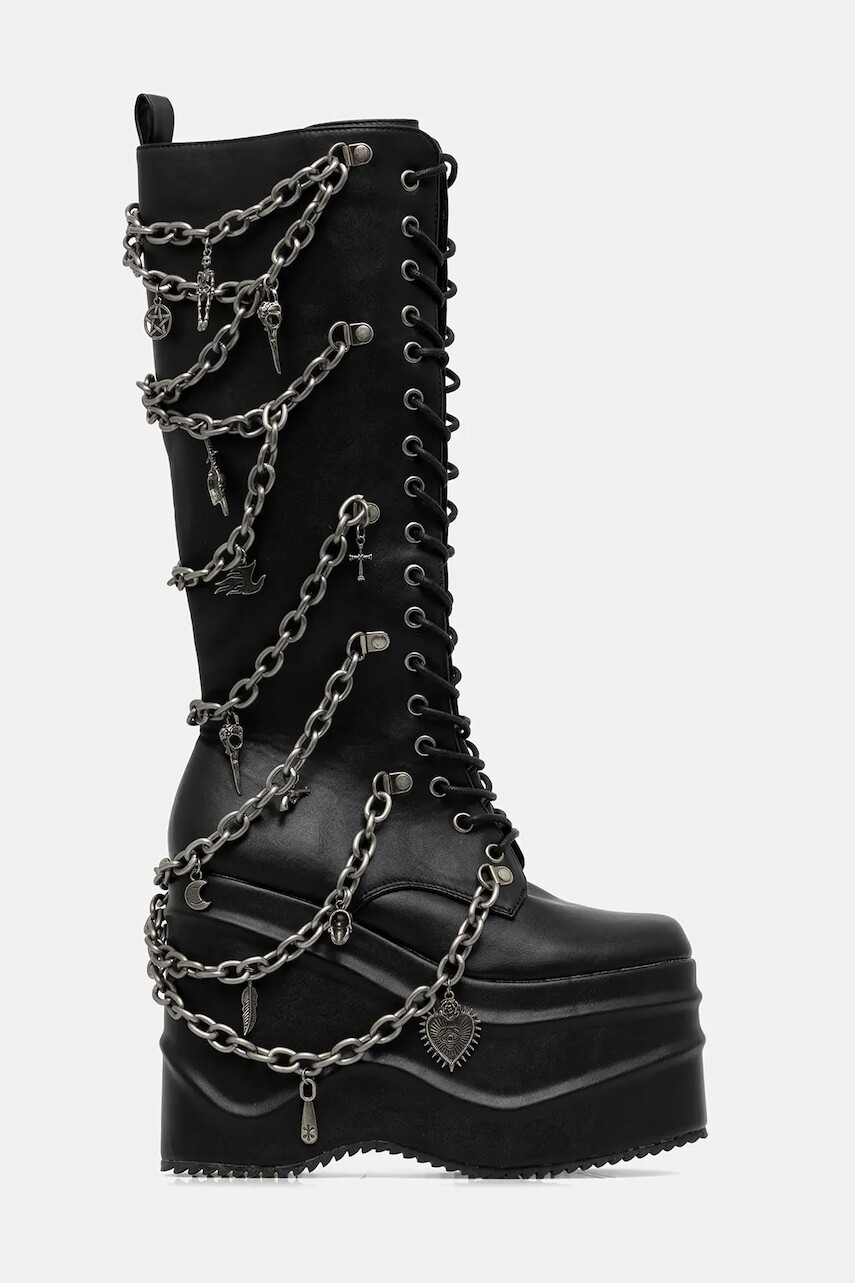 Vysoké čižmy Koi Footwear The Amygdala čierna farba, na kline, The Amygdala