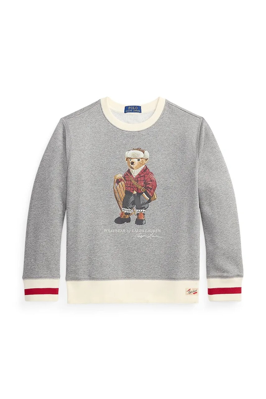 Detská mikina Polo Ralph Lauren šedá farba, s potlačou, 323981263001