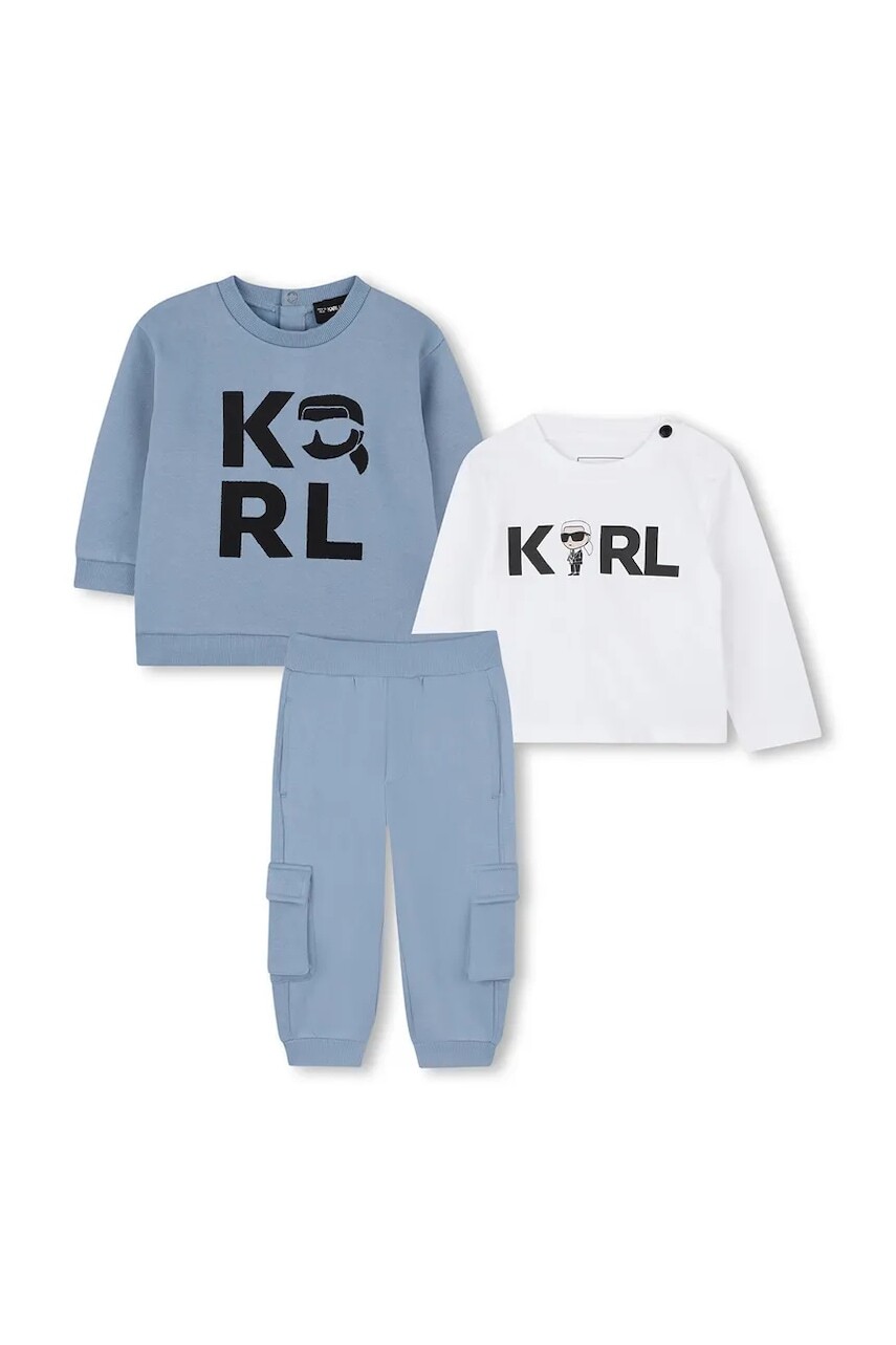 Detská bavlnená súprava Karl Lagerfeld modrá farba, Z30967