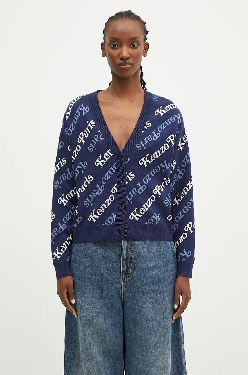 Kardigán s prímesou vlny Kenzo by Verdy Cardigan tmavomodrá farba, tenký, FE52CA4603CB.77
