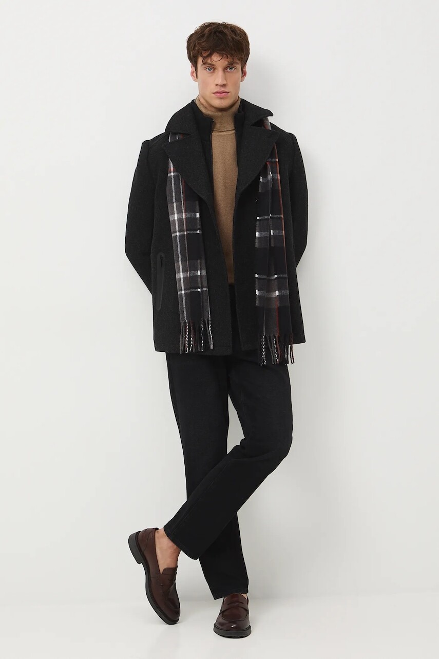 Vlnený kabát Medicine čierna farba
