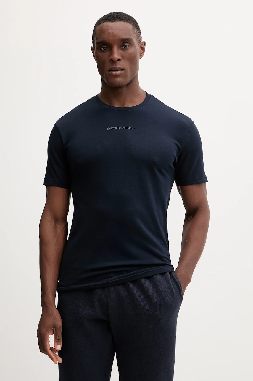 Tričko Emporio Armani Underwear pánske, tmavomodrá farba, s potlačou, EM000379 AF14989