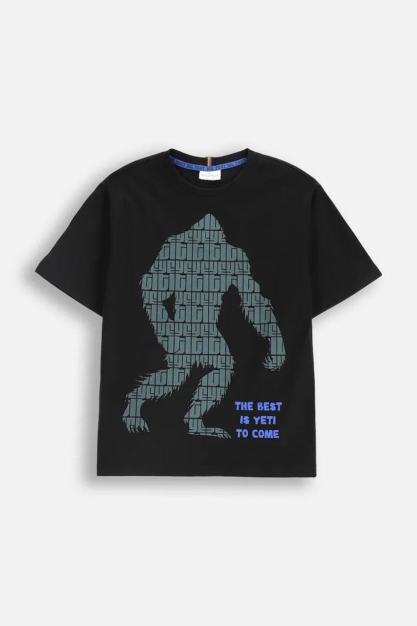 Detská bavlnená mikina Coccodrillo čierna farba, s potlačou, YETI BOY JUNIOR