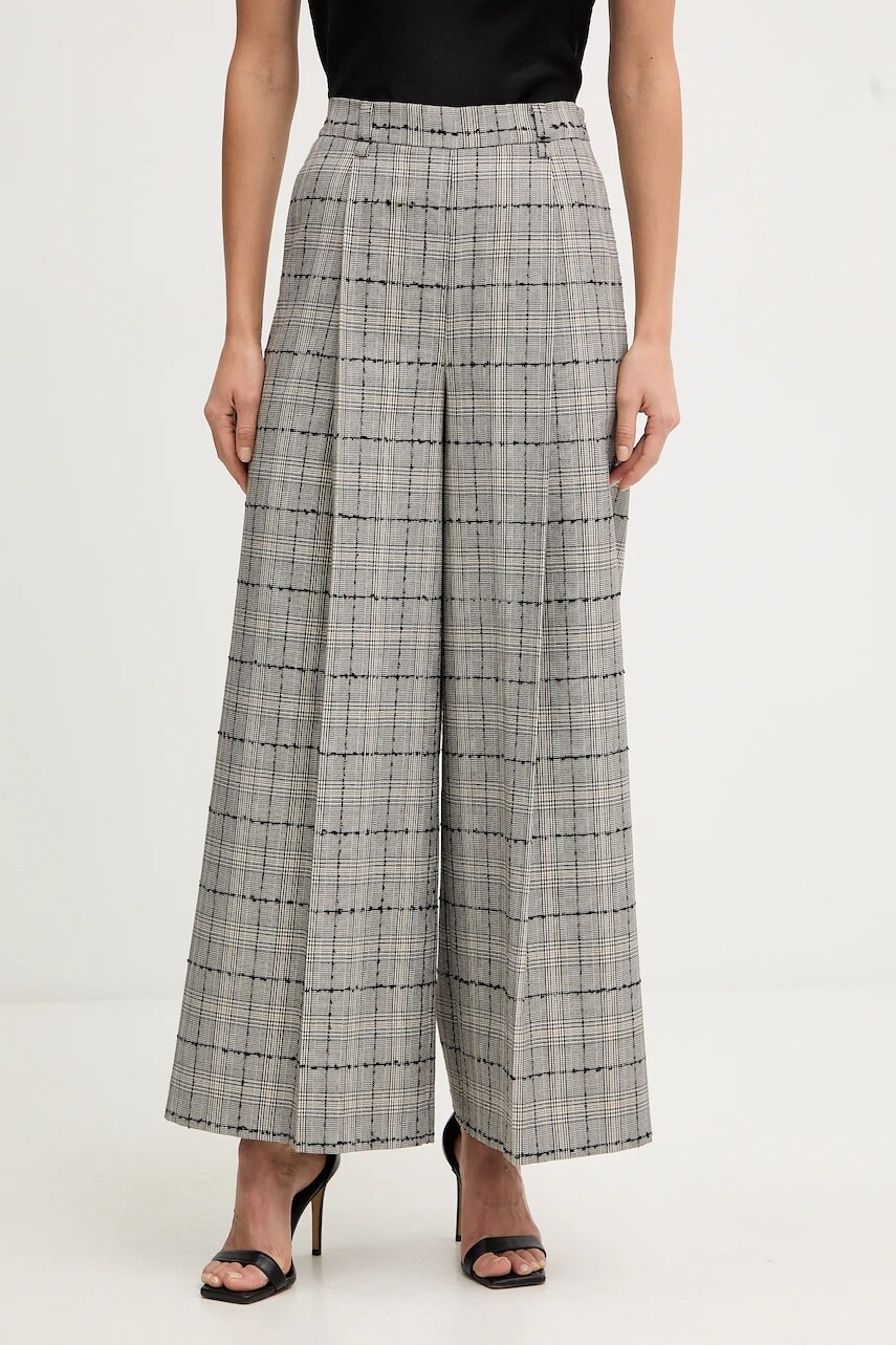 Nohavice Twinset šedá farba, široké, vysoký pás, 252TP2184