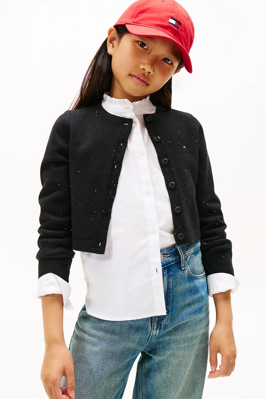 Detský sveter Tommy Hilfiger čierna farba, ľahký, KG0KG08852