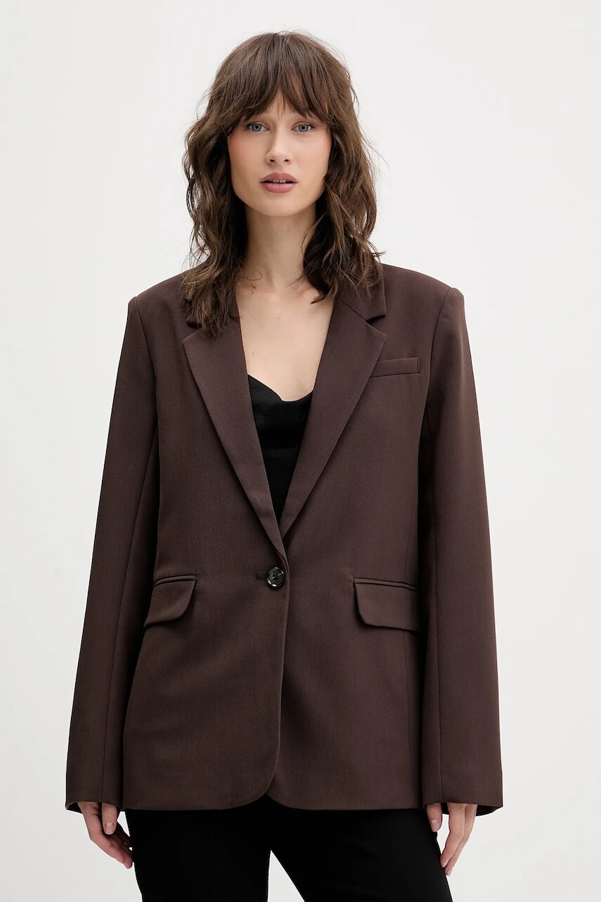 Sako Abercrombie & Fitch hnedá farba, jednoradové, jednofarebné, KI144-5233-480