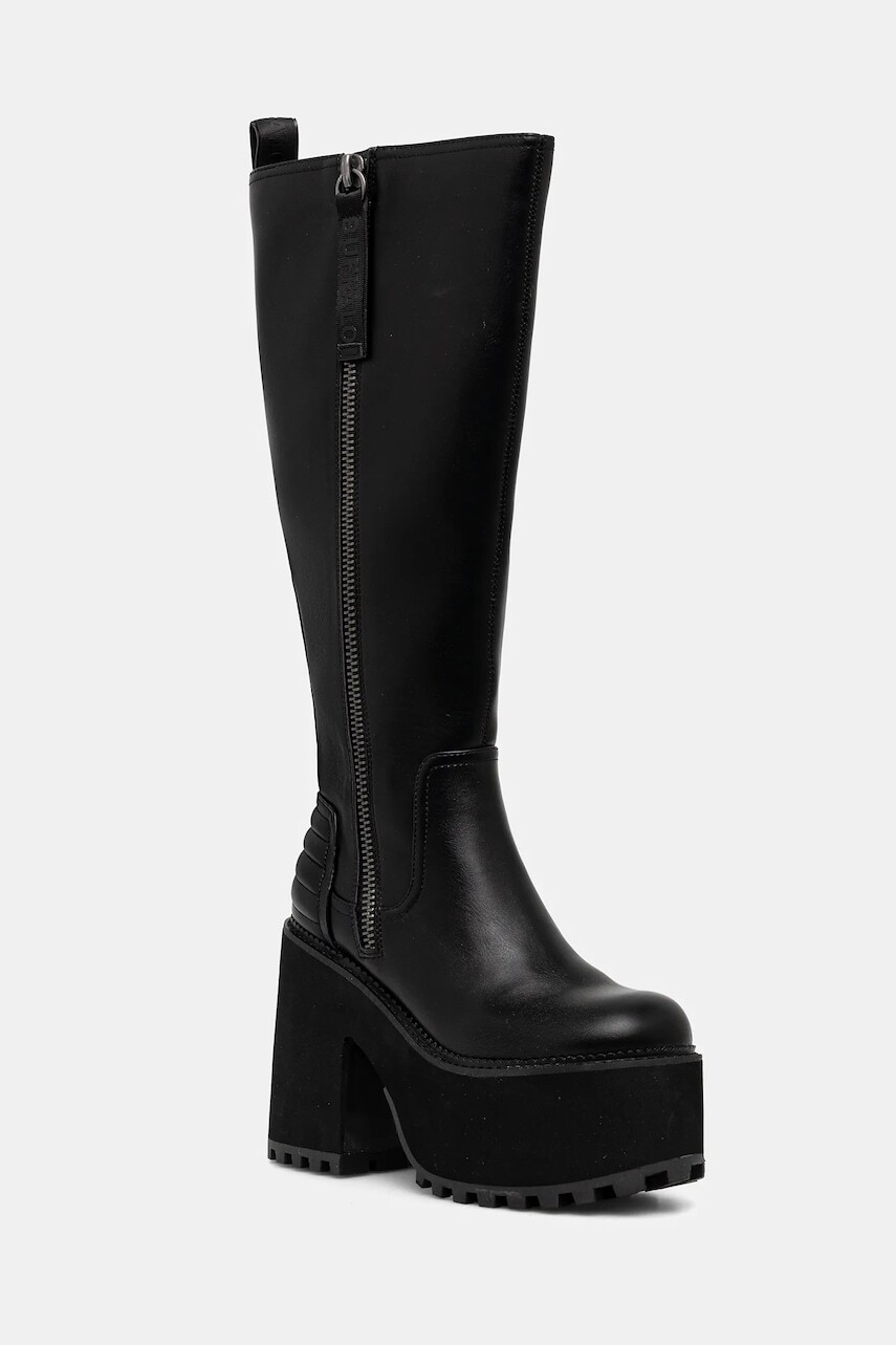 Vysoké čižmy Buffalo Killah Hi Zip čierna farba, na podpätku, 1220079-BLK