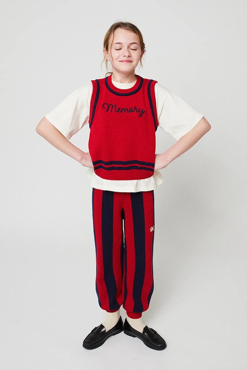 Detské bavlnené nohavice Bobo Choses Striped červená farba, vzorované, 225BC010