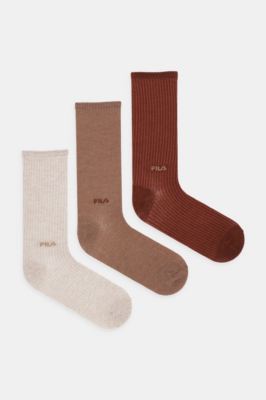 Ponožky Fila 3-pak hnedá farba, F6411