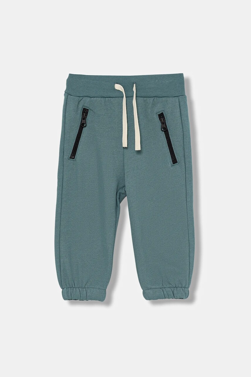 Detské tepláky United Colors of Benetton zelená farba, jednofarebné, 3J73GF057