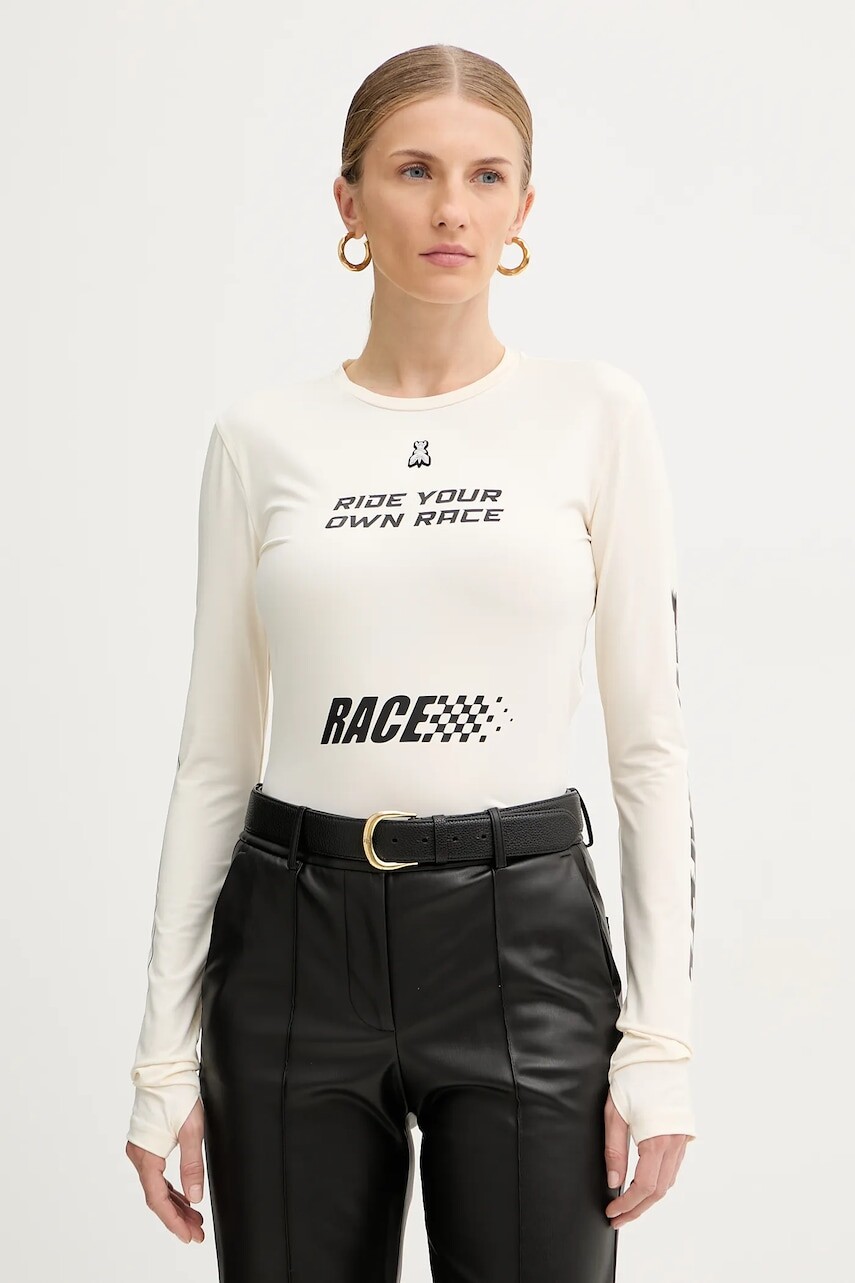 Tričko s dlhým rukávom Patrizia Pepe béžová farba, 2M4517 J357