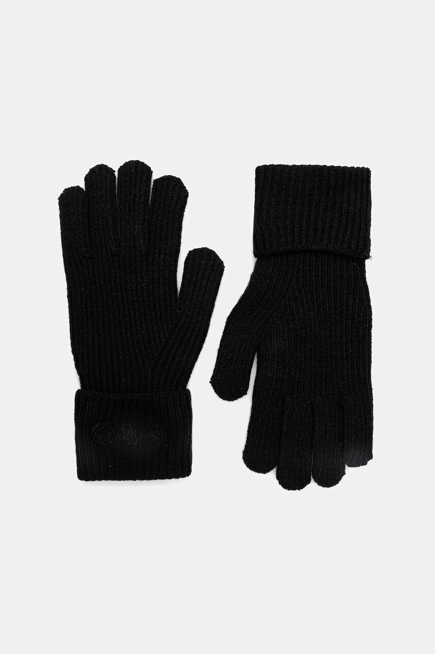 Rukavice s prímesou vlny Guess CRESIDIA čierna farba, AW5405 POL02