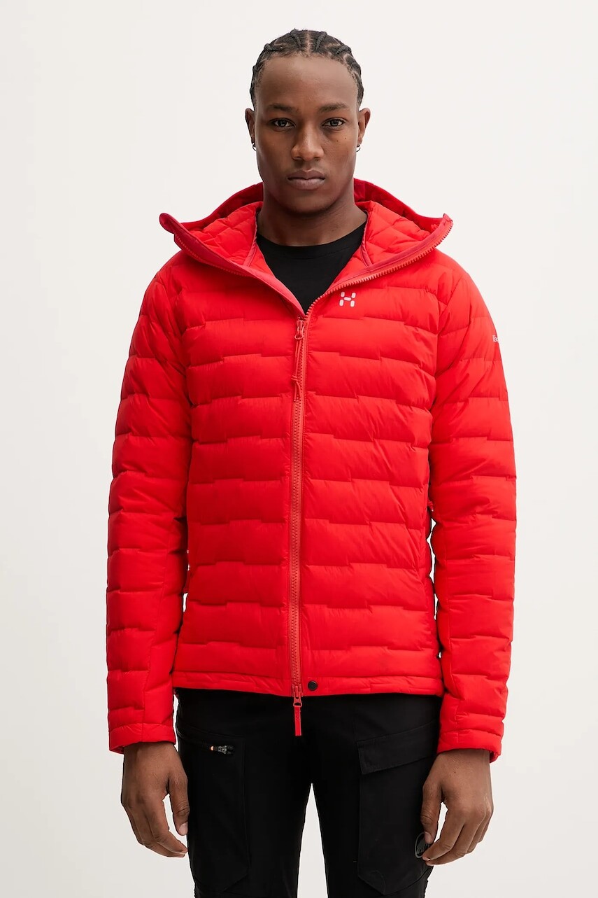 Páperová športová bunda Haglöfs Spitz červená farba, 607459