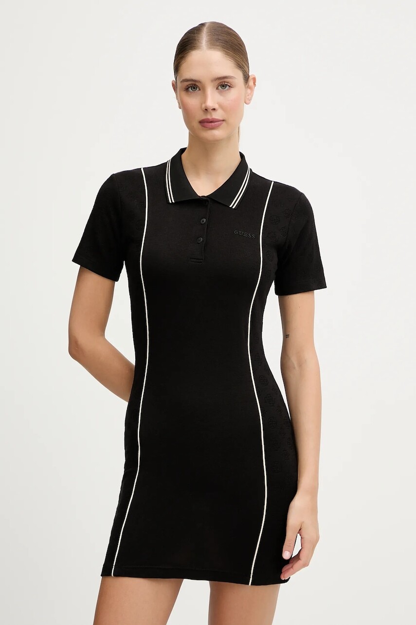 Šaty Guess PEONY čierna farba, mini, priliehavé, V5YK00 KCX12