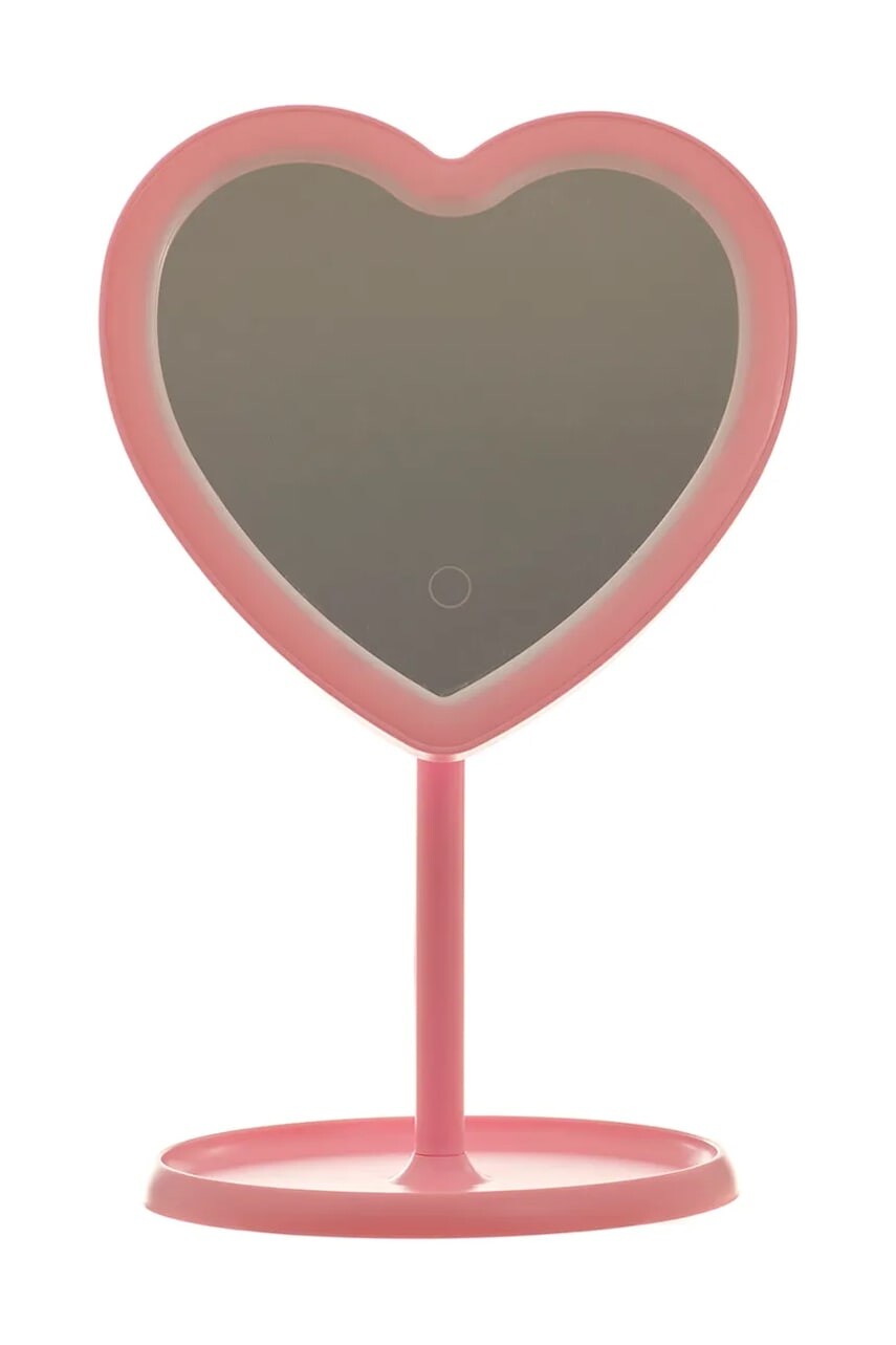 Kozmetické zrkadlo s led osvetlením Danielle Beauty Heart Mirror 30 x 20 cm ružová farba