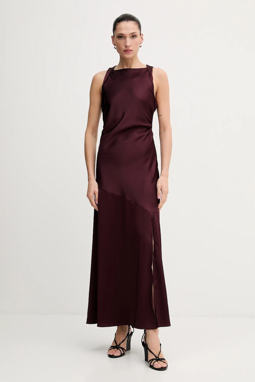 Šaty Gestuz bordová farba, maxi, áčkový strih, 10910802