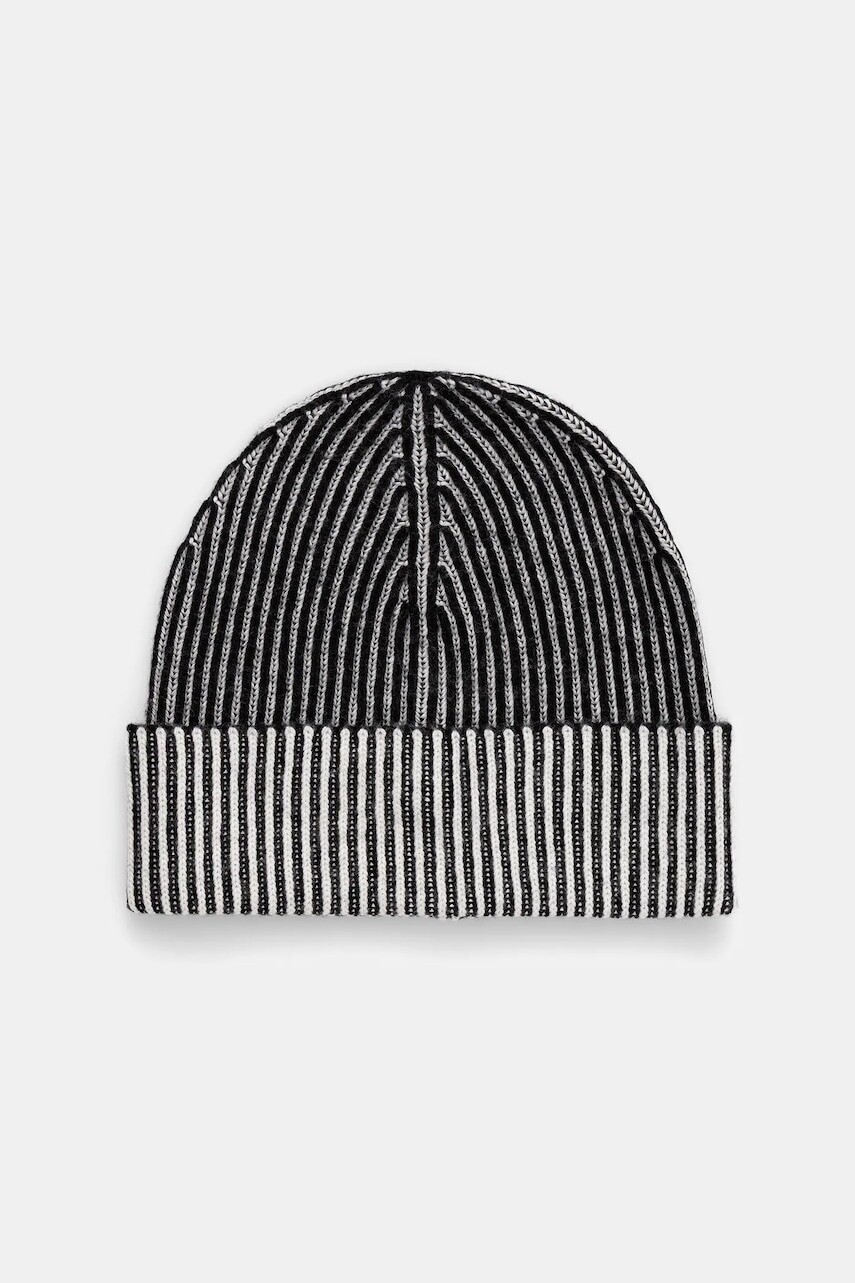 Čiapka s prímesou vlny Sisley čierna farba, 132HLA00J