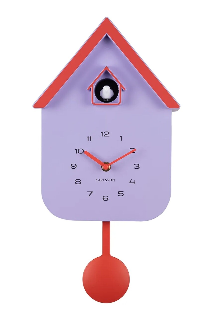Kukučkové hodiny Karlsson Dupla 41,5 x 21,5 x 8,5 cm fialová farba