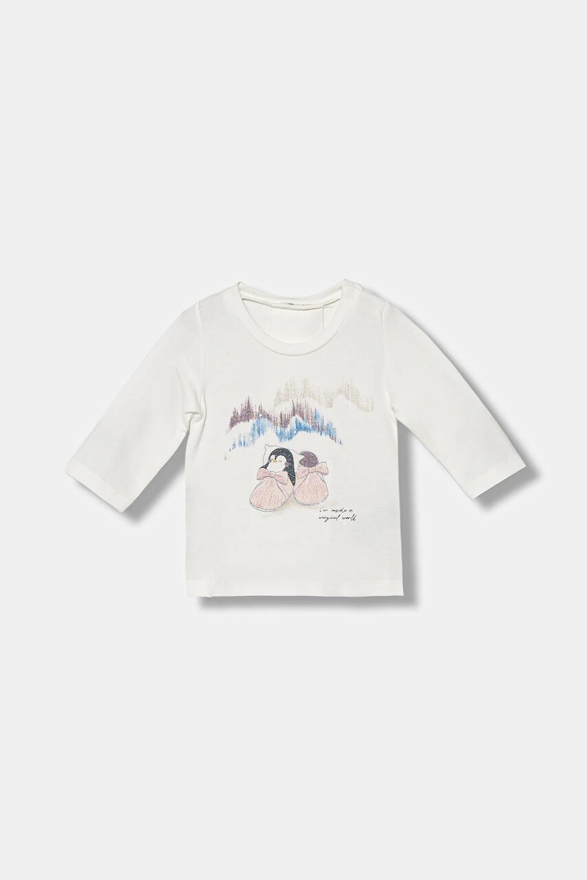 Tričko s dlhým rukávom pre bábätká United Colors of Benetton biela farba, 35UKA106S