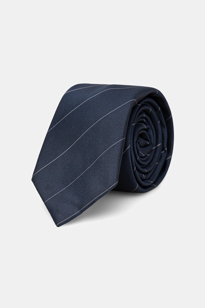 Kravata s prídavkom hodvábu Calvin Klein tmavomodrá farba, CK2111E003