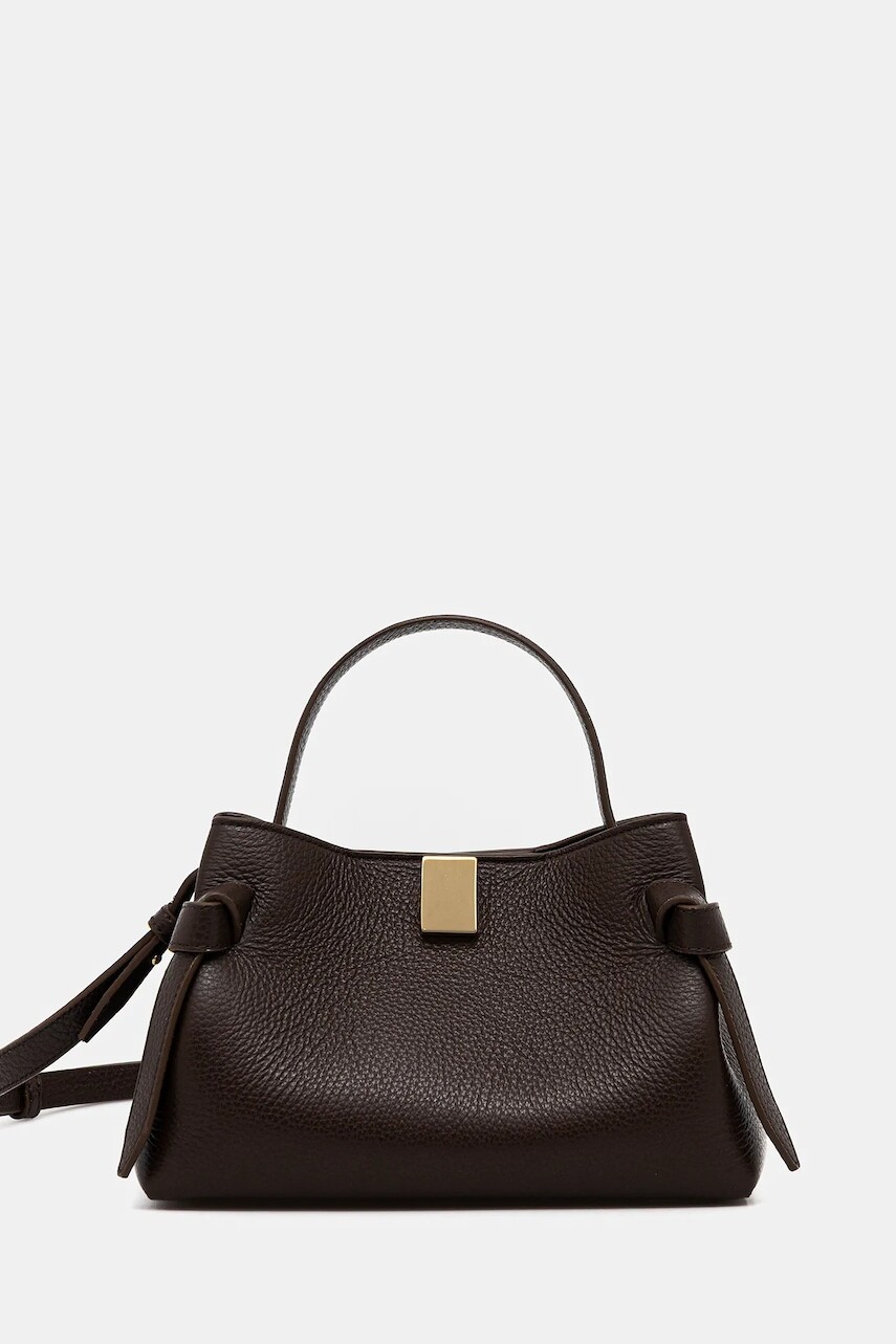 Semišová kabelka Yuzefi GYOZA hnedá farba, YUZCO-HB-MGZ-L038