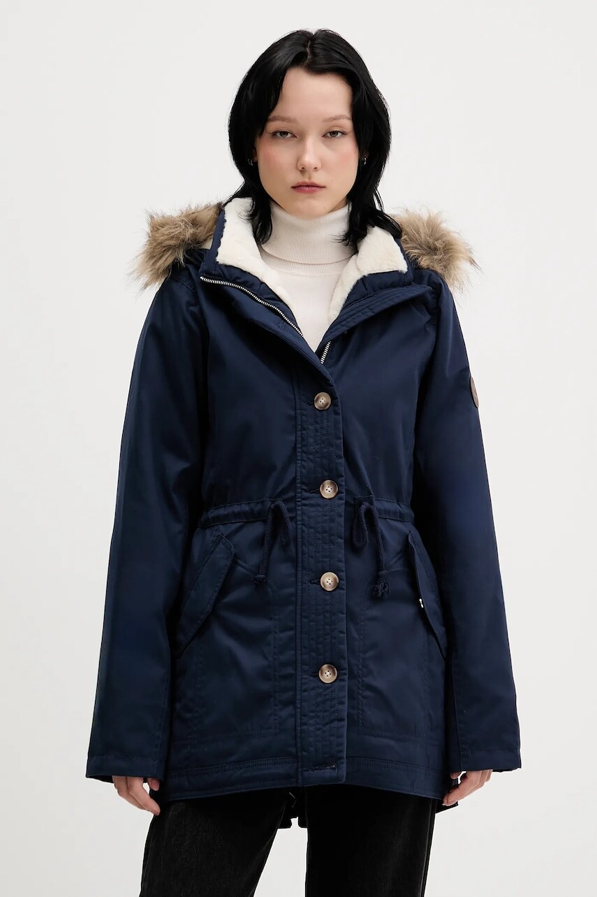 Bunda Hollister Co. tmavomodrá farba, zimná, KI344-5053-200