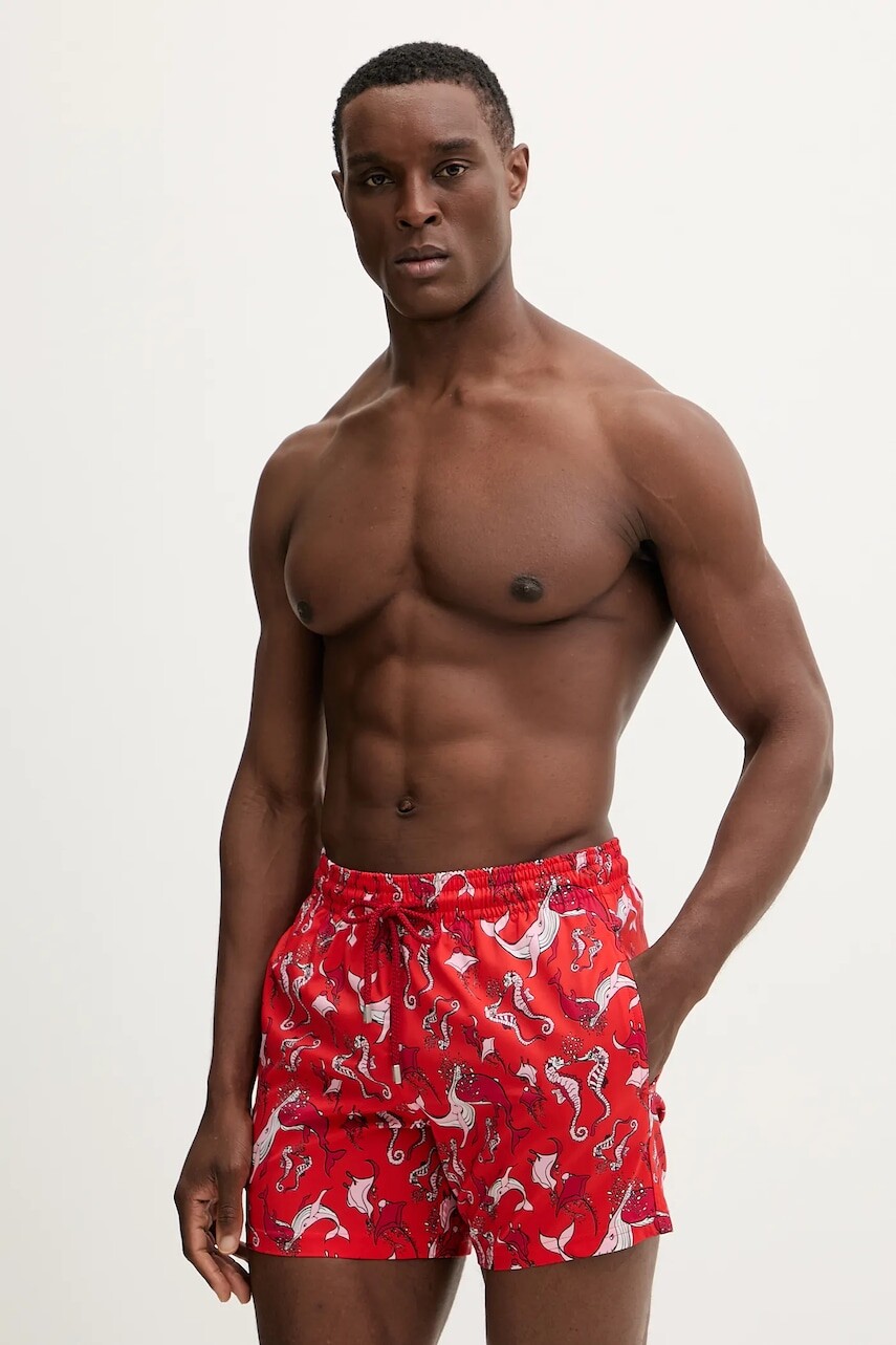 Plavkové šortky Vilebrequin MOORISE červená farba, MSODF514