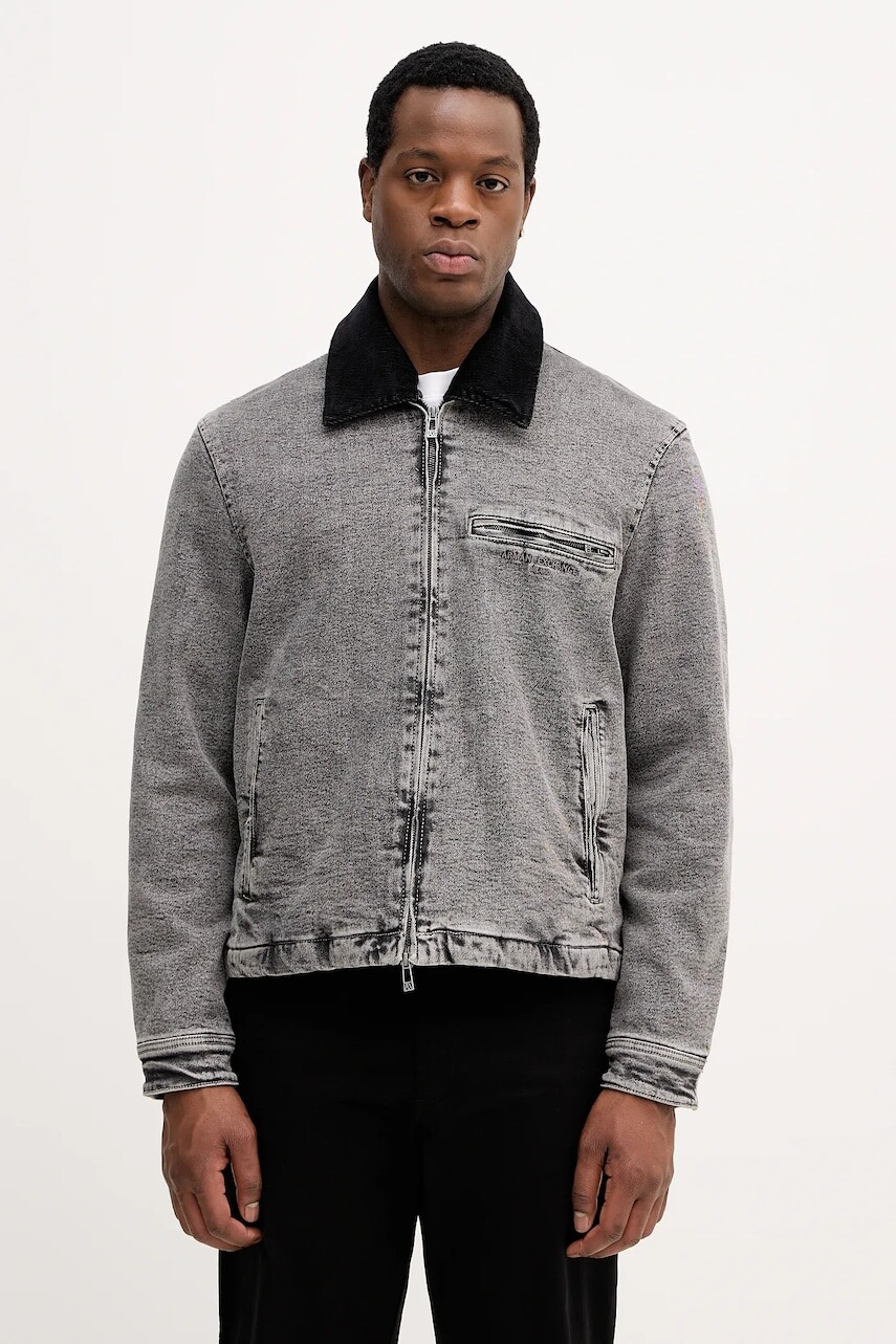 Rifľová bunda Armani Exchange šedá farba, prechodná, XM001918 AF18827