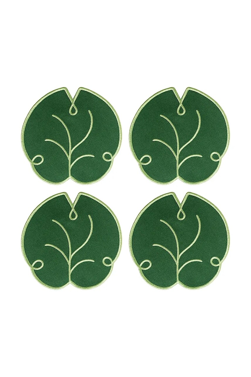 Sada podložiek pod poháre Octaevo Lily 14 x 14 cm 4-pak zelená farba