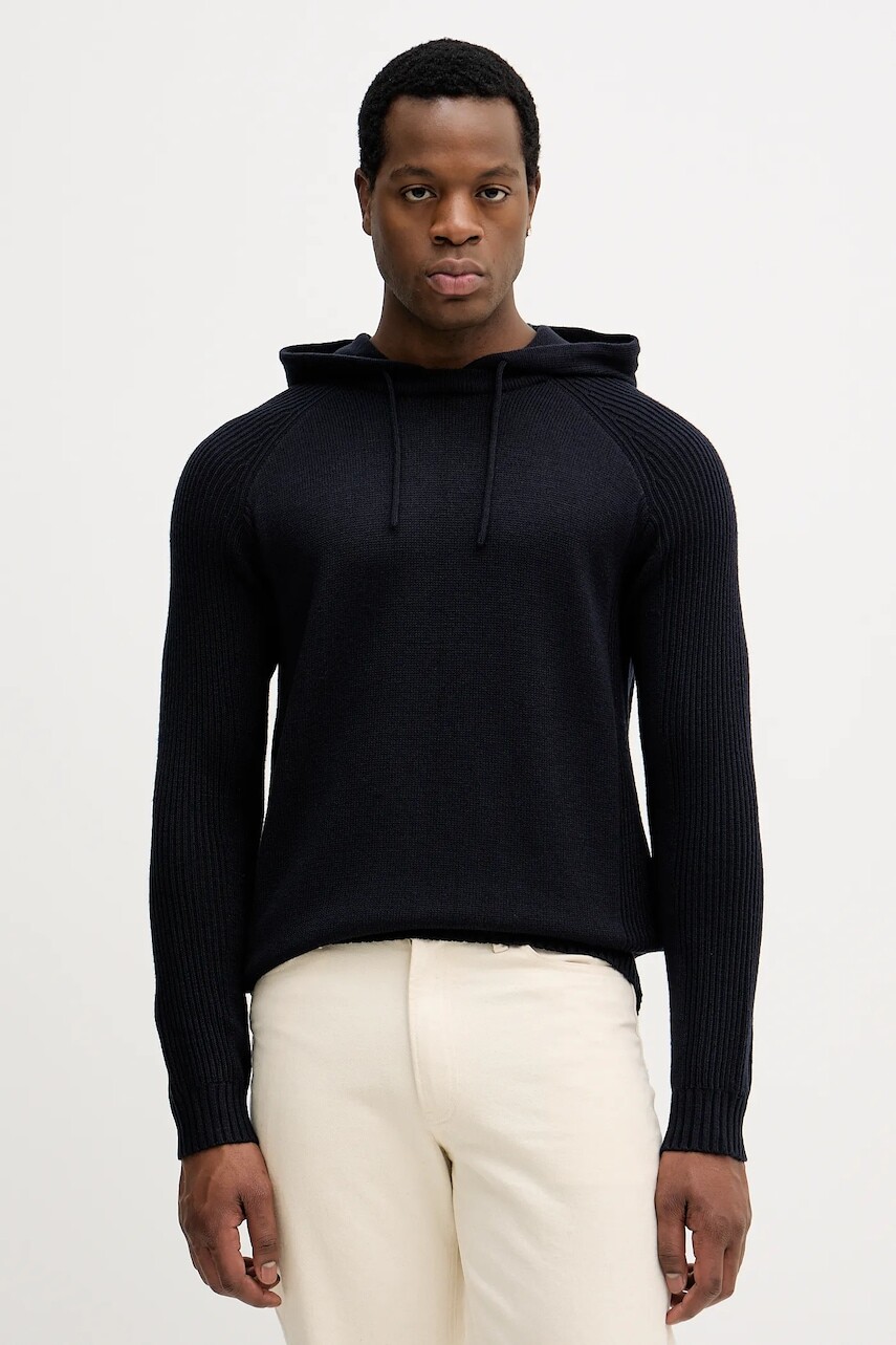 Sveter s prímesou vlny Armani Exchange tmavomodrá farba, XM001317 AF13776