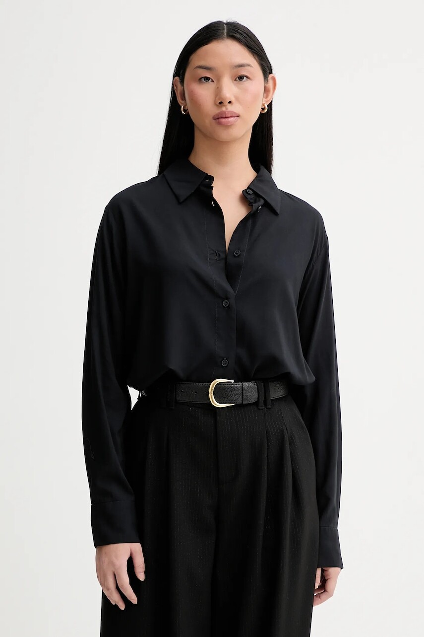 Košeľa Marc O'Polo čierna farba, regular, s klasickým golierom, 5000007985