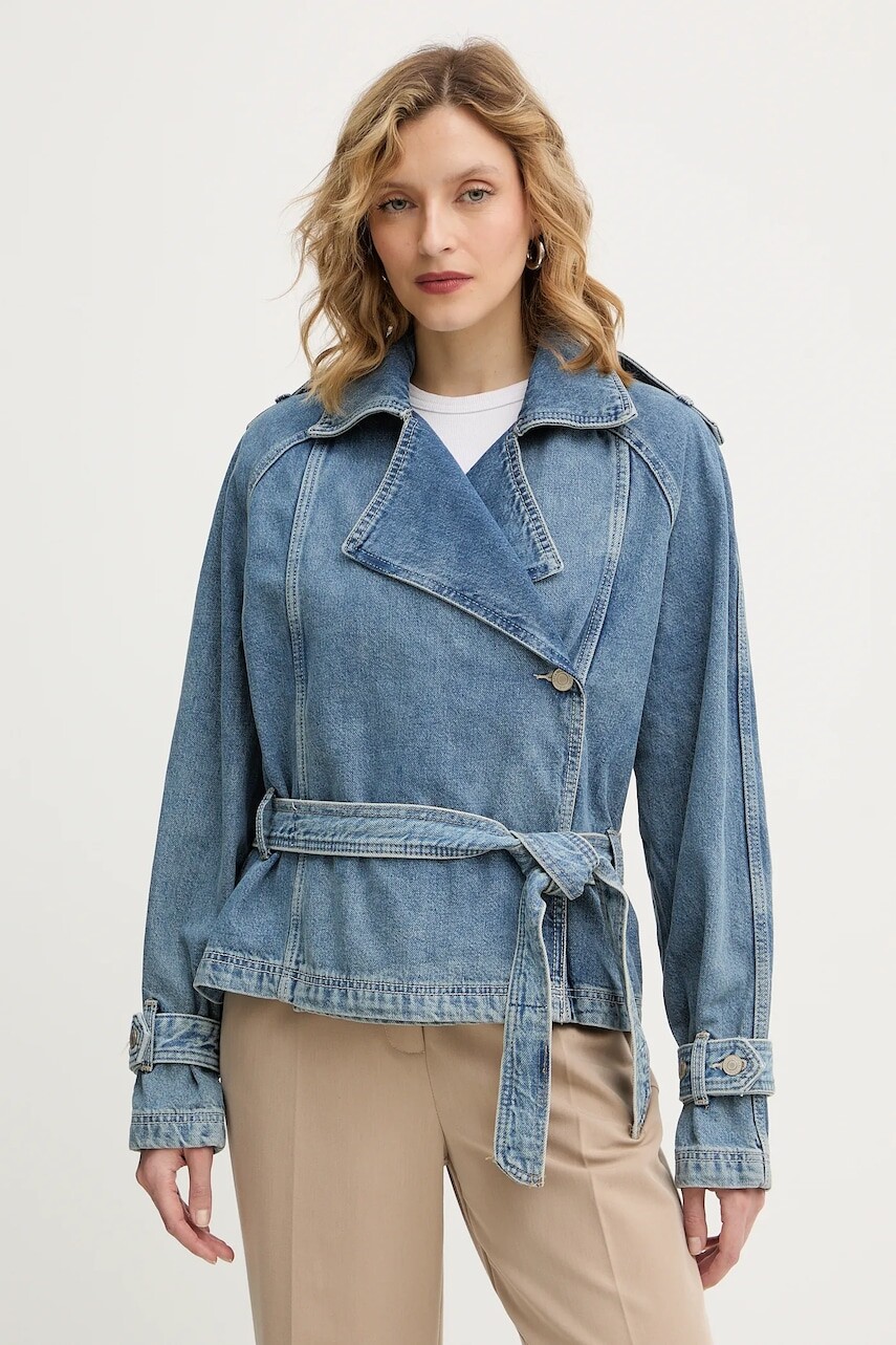 Rifľová bunda Guess RUNA modrá farba, prechodná, oversize, W5BN0D D0742