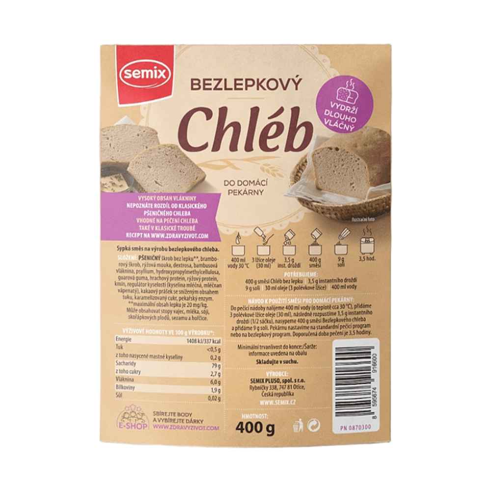 SEMIX Bezlepkový chlieb 400 g