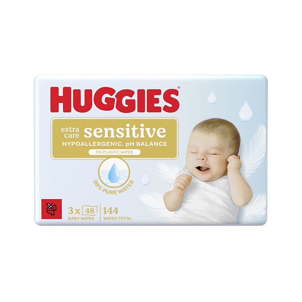 HUGGIES Extra care sensitive triplo vlhčené obrúsky 144 kusov
