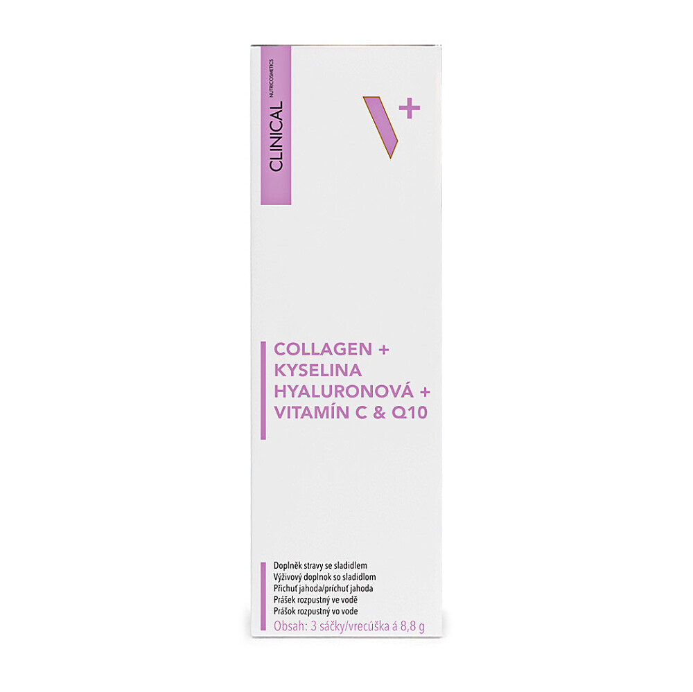 CLINICAL Collagen + kyselina Hyaluronová + vitamín C & Q10 3 x 8,8 g