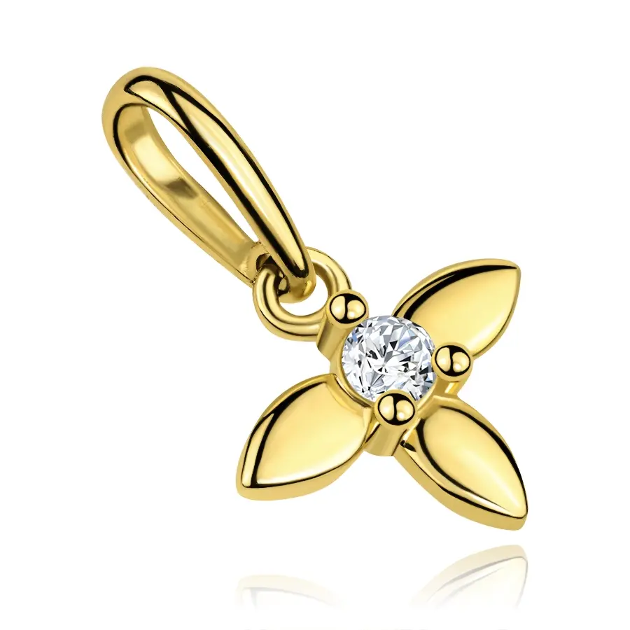 Zlatý prívesok 9K s motívom kvetu a čírym zirkónom