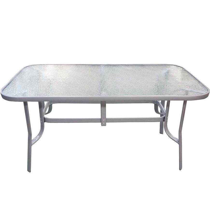 Sklenený stôl striebro