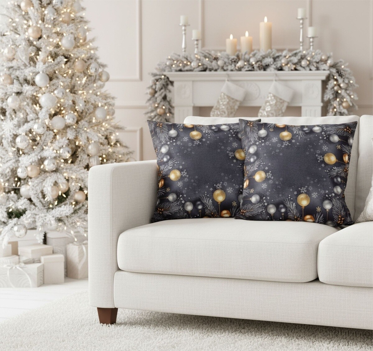 Obliečka na vankúš, Vianočné gule, 40 x 40 cm