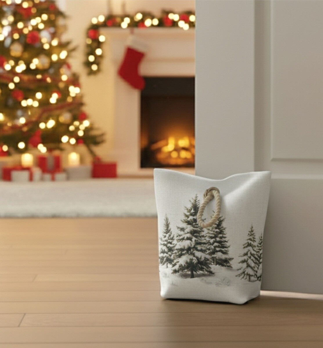 Dverová zarážka - závažie, Zimná krajina, 22 x 23 cm