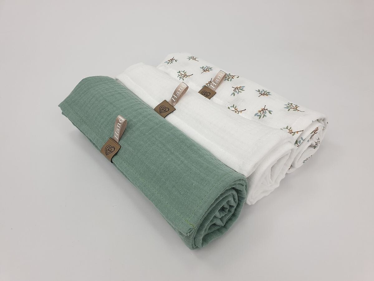 Mušelinové plienky 3 ks - zelené