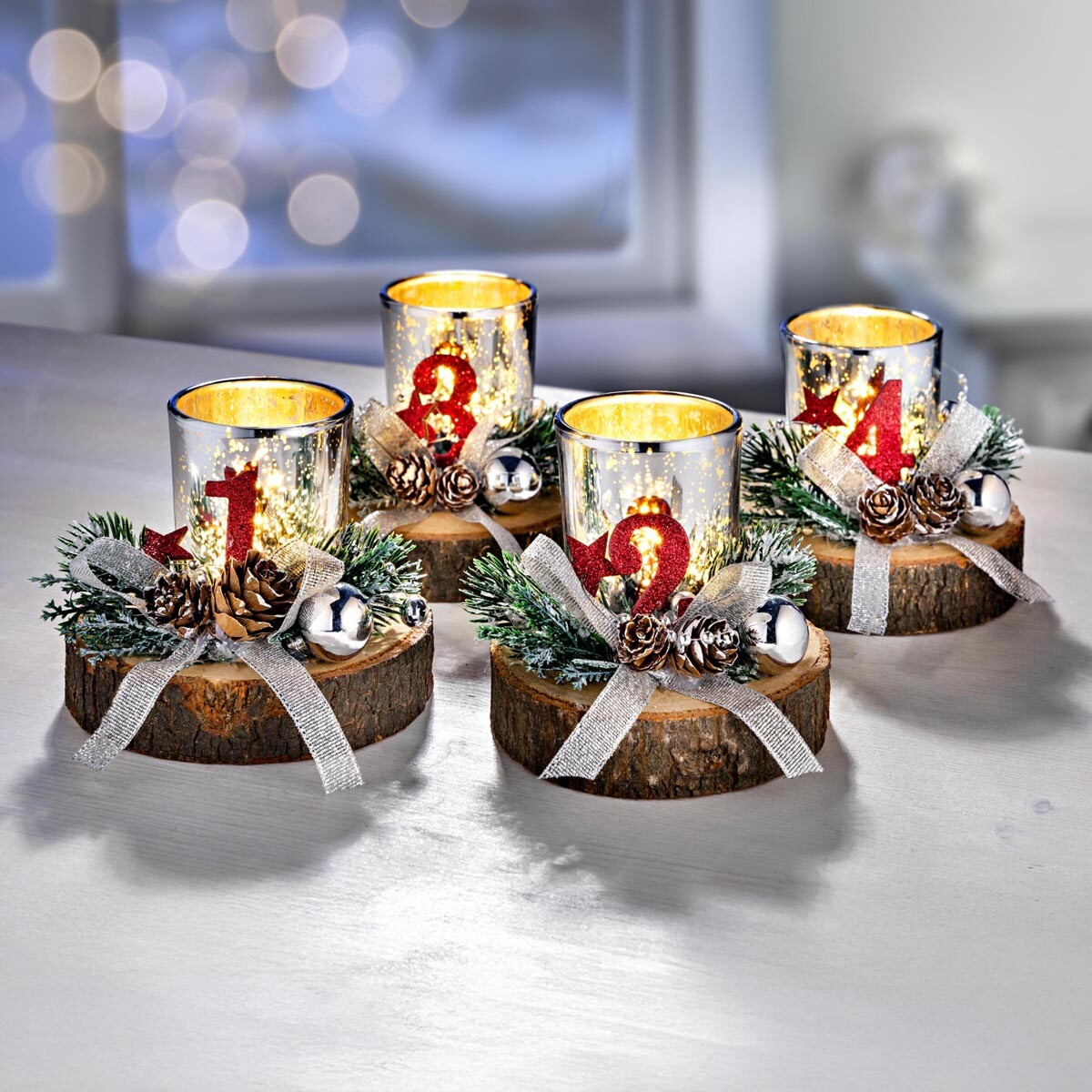 Adventné svietniky, sada 4 kusov