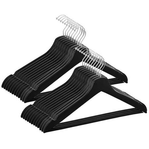 Drevený vešiak na oblečenie - 20 ks - čierny