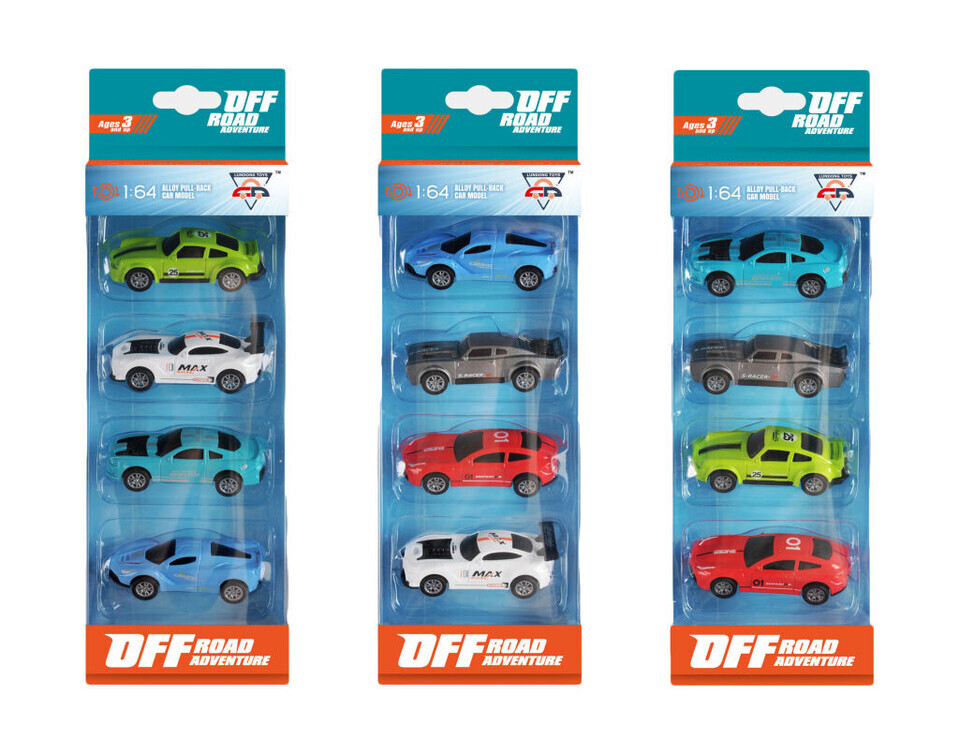 Autá závodné kovové 7,5cm,4ks