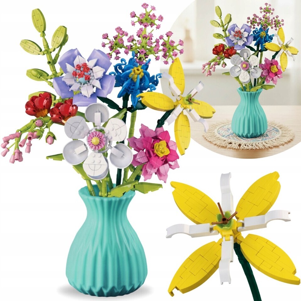 Stavebnica kvety 778ks+modrá váza 