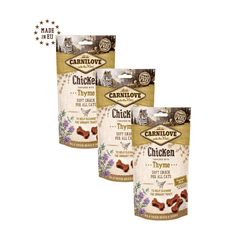 3 x Carnilove Cat Semi Moist Snack Chicken enriched with Thyme 50g