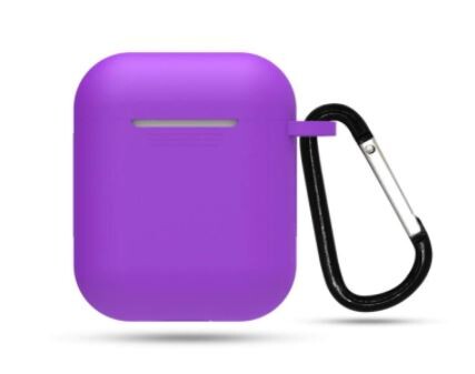 Silikónové puzdro pre Airpods 1 a 2 s karabínou - Fialová