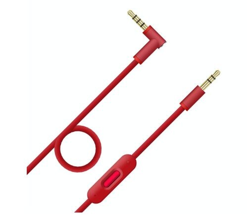 Audio kábel s mikrofónom pre slúchadlá Beats Dr. Dre Solo Studio 1.0, 2.0, 3.0, Pro, Pro Detox a Mixr - Červený