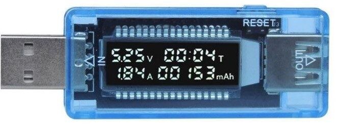 V-A meter a merač kapacity 4-20V/0-3A DC KWS-V20 - USB tester